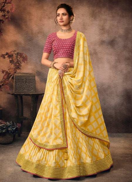 Yellow Colour Utsav Kavira New Designer Chinon Fancy Lehenga Choli Collection 608